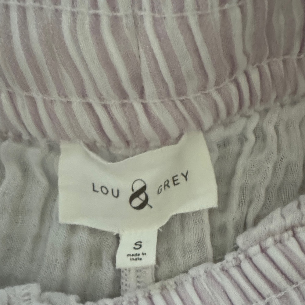 NWT Lou and Grey Women's lilac and white Striped Gauze Drawstring Lounge Shorts - Picture 4 of 4